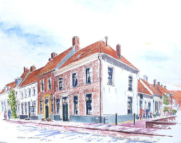 You are currently viewing Aquarel van een kledingwinkel in Breukelen